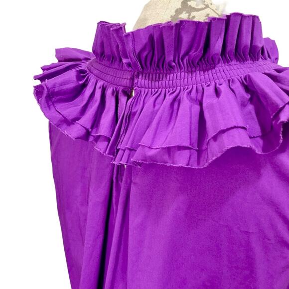 BCBGMaxAzria Women's Purple Ruffle Pleated Yoke Collar Sleeveless Blouse - Small - Picture 2 of 10